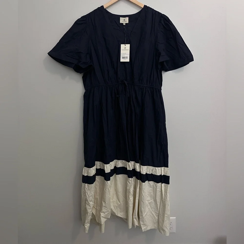 TUCKERNUCK
Navy and Cream Cotton Mitchell Dress_6